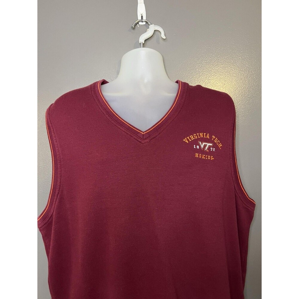 Virginia Tech Hokies Sweater Vest Mens XL Red NCAA College Red Oak Sportswear